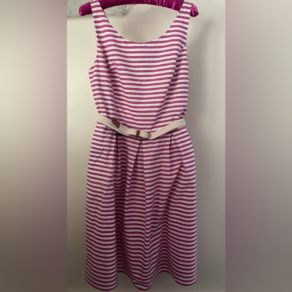 Jones New York Sleeveless Cotton Striped Fit and Flare Dress Size 14